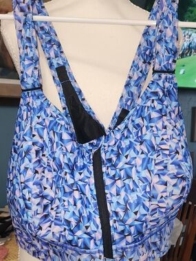 SHEFIT Blue Geometric Front-Zip Support Sports Bra Sz 5X